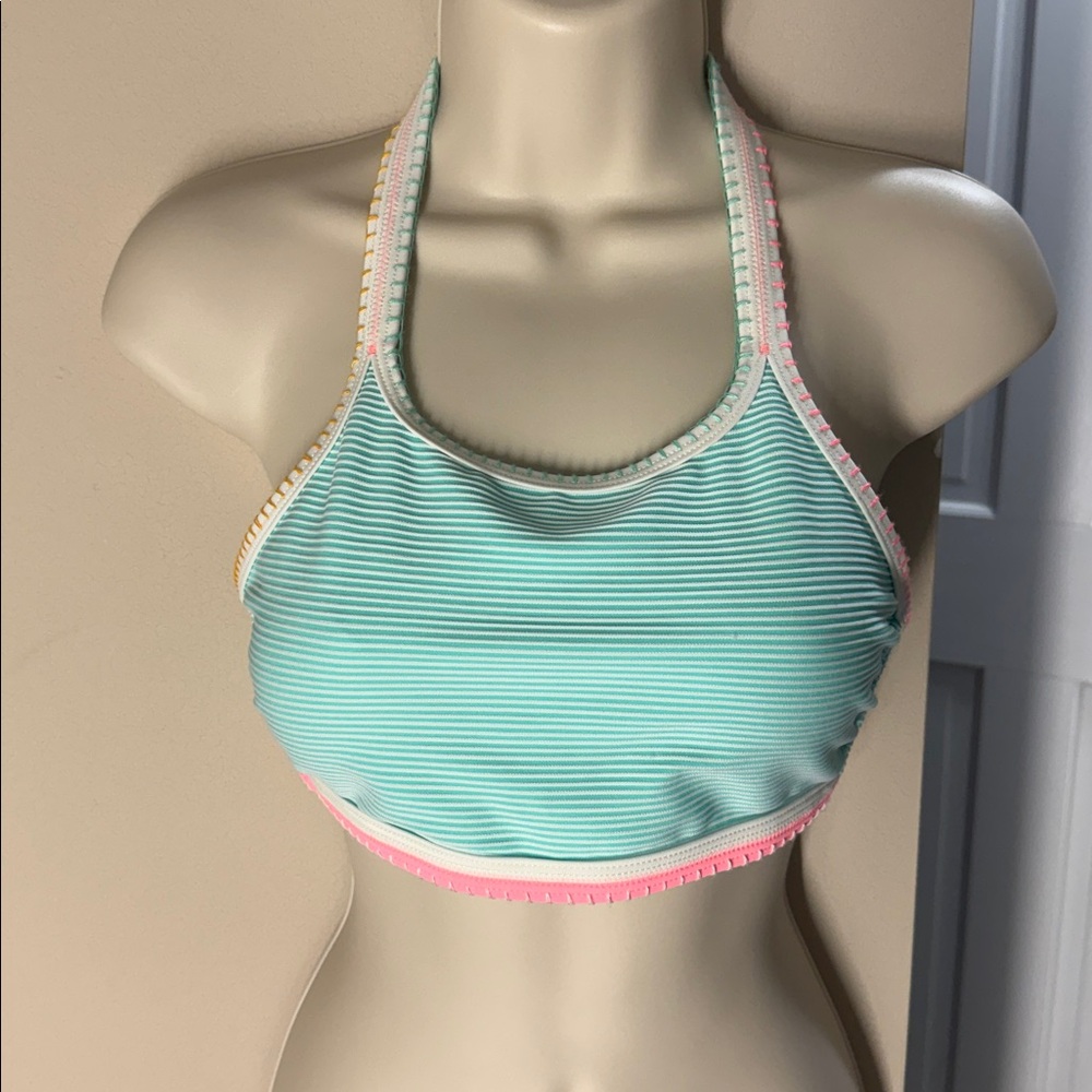SO junior’s pop stitch ribbed high neck swimwear top